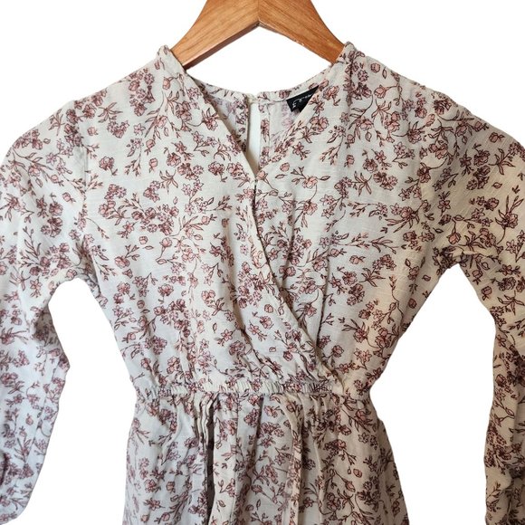Art Class M Medium 7 8 Romper Dress Floral Long Sleeve Kids Girl Retro Look - Picture 3 of 10